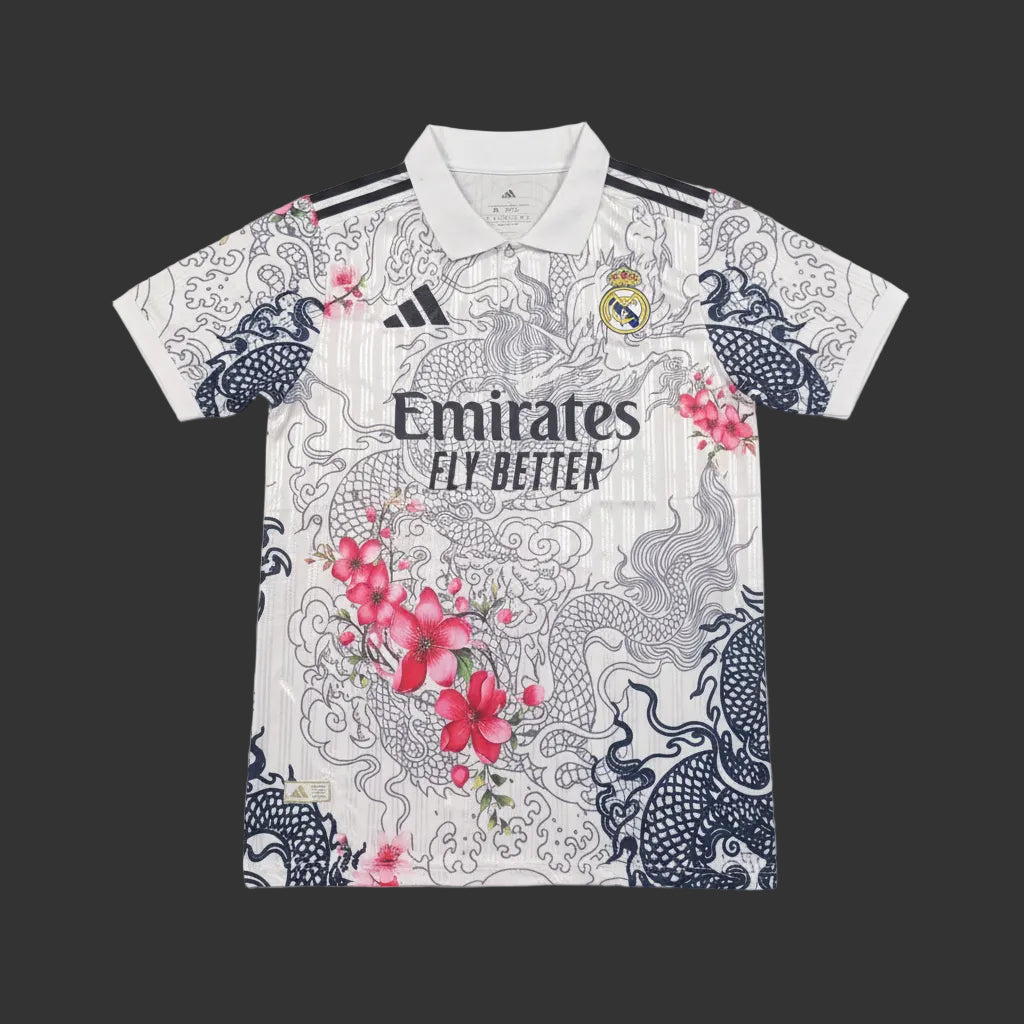 Fire Jerseys Real Madrid 26/27 Dragon PO White Rose Jersey