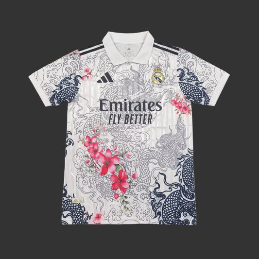 Fire Jerseys Real Madrid 26/27 Dragon PO White Rose Jersey