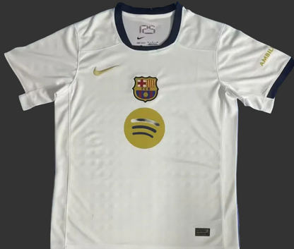 Fans Version2526 Barcelona Jersey White Circle Yellow Special Edition
