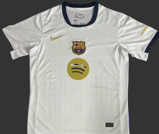 Fans Version2526 Barcelona Jersey White Circle Yellow Special Edition