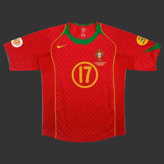 Portugal Cristiano Ronaldo 17 Retro Jersey Home Euro Cup 2004
