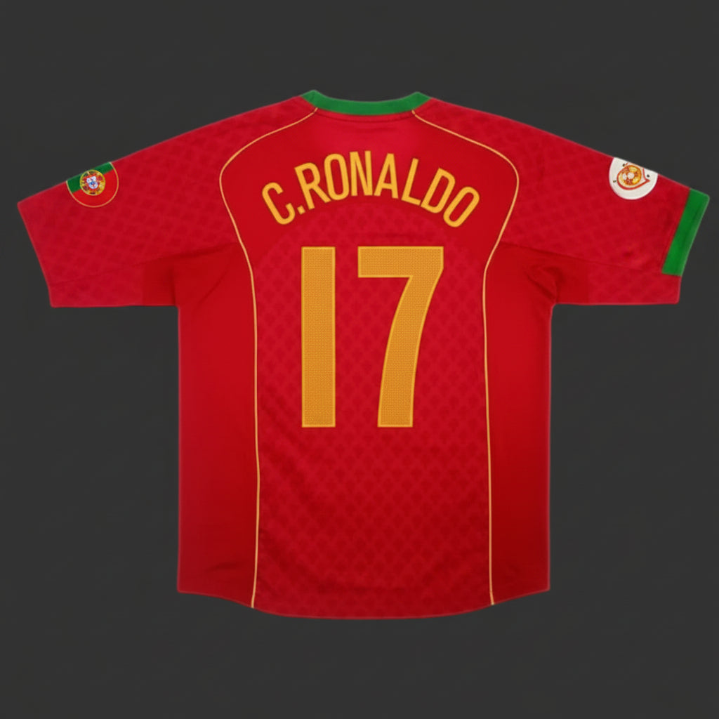 Portugal Cristiano Ronaldo 17 Retro Jersey Home Euro Cup 2004