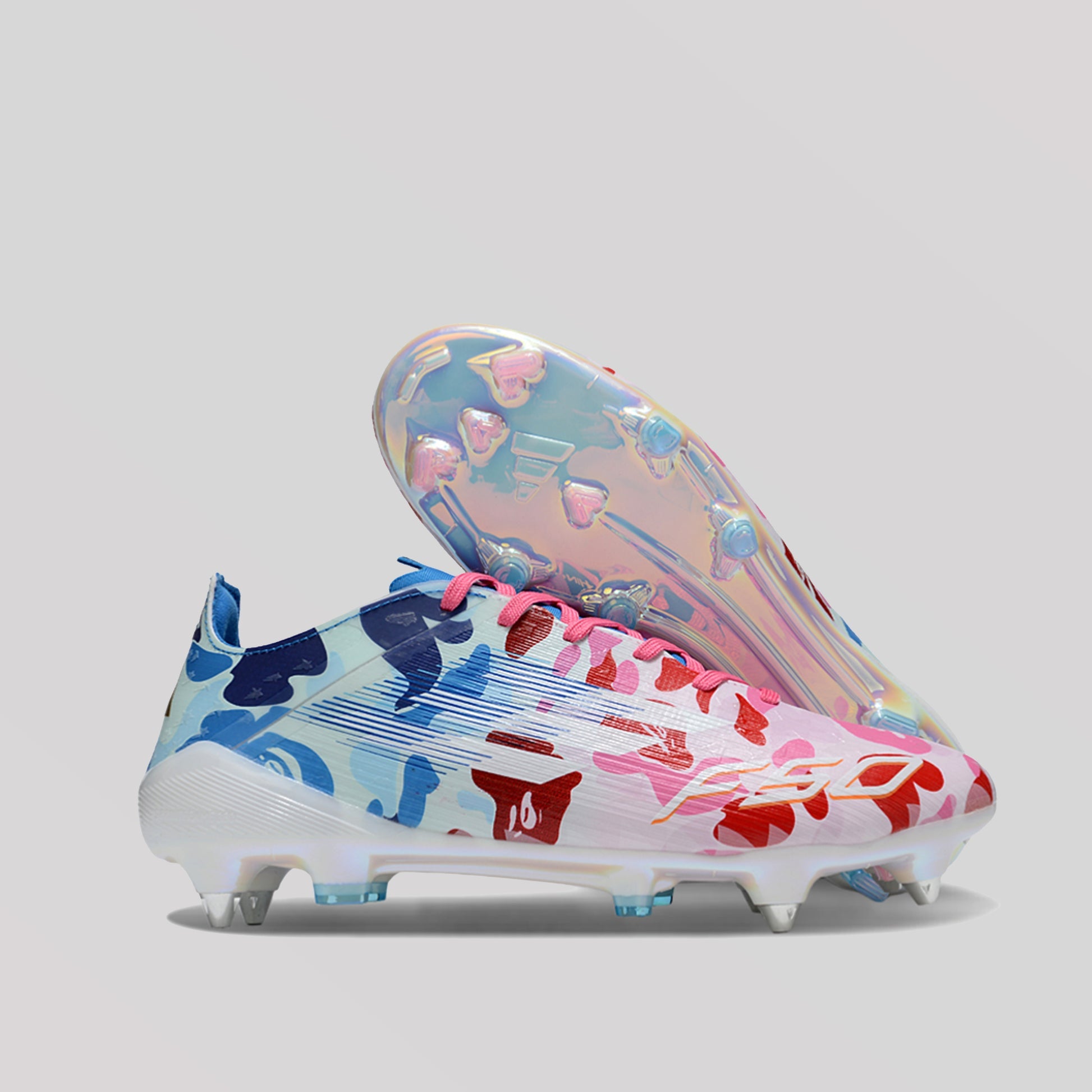 F50 X Bape Pink & Blue Football Jersey
